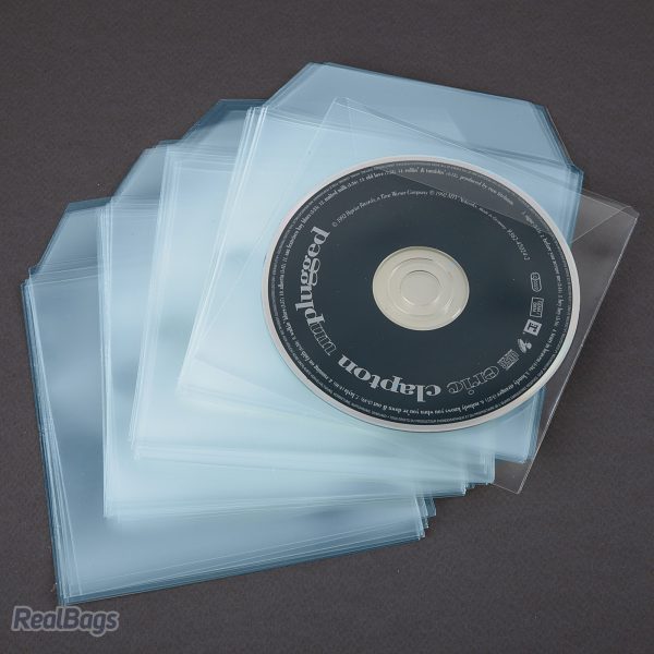 Buste per CD/DVD in polipropilene trasparente lucide con aletta 120my micron