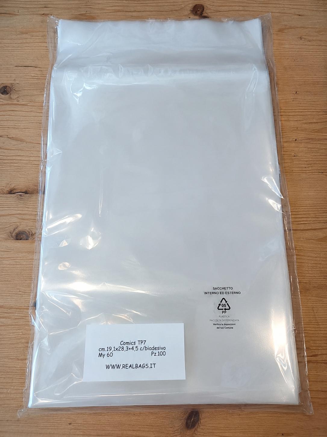 100 Buste per fumetti COMICS TP7 in PPL 60 micron cm 19,1x28,3+4,5 con adesivo - immagine 2